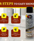 Granite Polish Spray For Stone Surfaces 18oz Can Clean And Shine Tile, Marble, with usage steps displayed on label