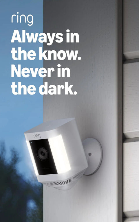 Keep Your Place Protected With This Wireless Smart Outdoor Security Camera Solar Powered 1080p Hd Color Night Vision Two Way Mic Built In Motion Siren And Battery Backup For Quick Porch Setup White mounted on a wall.