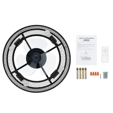 Ceiling Fan Light 18 Inch 3-Setting 40W Modern Mount for Living Room with installation manual and hardware components visible.