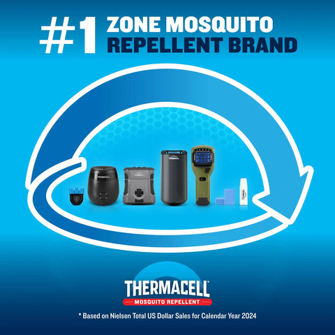 Thermacell mosquito repellent products with focus on Rechargeable Patio Mosquito Repeller With 20 Foot Zone Of Protection, 5.5 Hour Battery