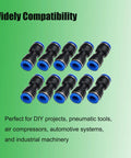 10 Pack Push To Connect Straight Tube Fittings 4mm OD To 4mm OD Pneumatic Connectors For Air Lines, displayed on green background