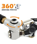 360-degree swivel detail of 22 Piece Air Compressor Accessories Kit With 25 Foot Hybrid Hose, 3 Eighths Inch And One Quarter Inch NPT Quick Connect Fittings