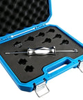 Slide Hammer Bearing Puller Kit with Adapters in blue case, featuring heavy-duty tools for blind hole and needle bearings, 22 01 Series Compatible