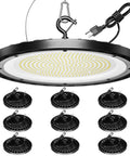 10 Pack 200W UFO LED High Bay Lights With 29500 Lumens 5000K Daylight Waterproof Shop Lights ETL Listed 5 Ft Cable With Plug