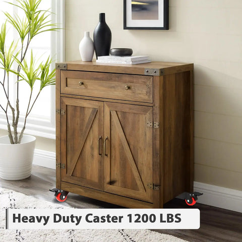 Heavy Duty 2 Inch Polyurethane Caster Wheels With Brake 8 Pack Silent Swivel Furniture Casters on wooden cabinet.