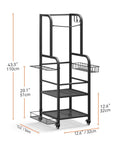 All In One Golf Bag Organizer With Wheels For Garage Storage Holds 1 Bag 8 Club Rack 2 Tier Shoe And Accessory Shelves Ball Mesh Basket Towel And Glove Hooks Durable Space Saving Steel Frame