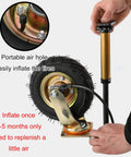 Two Pack Eight Or Ten Inch Heavy Duty Swivel Caster Wheels Featuring Pneumatic Rubber Tires And Precision Ball Bearings showing air inflation.