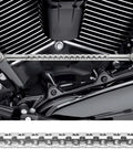 Chrome Gear Shift Linkage Replacement For Harley Davidson Touring Softail Dyna Trike Fatboy Electra Street Road Glide Wide Glide 1987 To 2021 Boss Chrome Build Made From Billet Aluminum With Smooth Operation And Easy Adjust For Crisp Precise Shifts installed on Harley engine