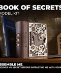 Book Of Secrets Steampunk 3D Puzzle Kit For Adults With Hidden Gears Wooden Mechanical Model, closed book design on shelf