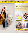 Two Pack Purse Organizer Hanger For Closet Storage Durable Bag Organizer with colorful bags, suitable for scarves, belts, ties