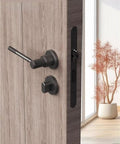 Flower Pattern Privacy Door Knob Set For Bedroom, Universal Fit, Keyed Lock With Easy Install, Gun Ash Finish, 72mm For Extra Security