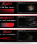 Solar Powered Auto Darkening Welding Helmet With Wide Shade 9 To 13 illustrating shade, sensitivity, and delay settings.
