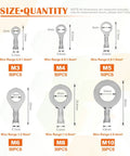 Size chart of Six Size Copper Ring Crimp Terminals Kit 240 Pcs Non Insulated O Type Open Barrel Wire Lugs for Auto Motorcycle Boat