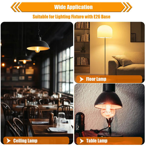 12 Pack Dimmable LED Light Bulbs ST19 Vintage Edison Style E26 Bulbs 40 Watt Equivalent in various lighting fixtures