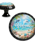 Set Of 4 Acrylic Beach Dolphin Cabinet Knobs Round Drawer Pulls For Kitchen Dresser Wardrobe Cupboard With Ocean Life Theme close-up