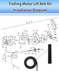 Installation diagram of Lift Belt Kit Replacement Parts for Ulterra Trolling Motors Universal Fit Replaces 2770820 Durable Rubber