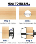 Installation steps for Lock It Down Shed Door Lock Latch 2 Pack Built Tough for Barns, showing tools and hole measurements.