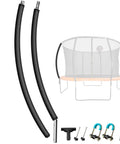 Pro Grade Curved Trampoline Replacement Poles set, galvanized steel, 8 to 16 ft frames, includes net attachment parts.