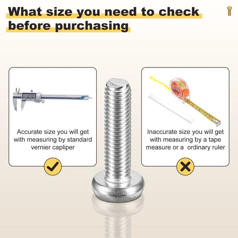 M6 30mm Pan Head Torx Security Screws 10 Pack Silver Fasteners showing accurate measuring tips for proper size selection.