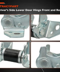 Premium Steel Lower Door Hinge Driver Side Left Front Hella Strong Straight Bolt Up Auto Replacement close-up view showing hinge details.