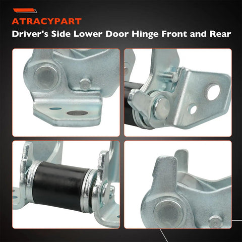 Premium Steel Lower Door Hinge Driver Side Left Front Hella Strong Straight Bolt Up Auto Replacement close-up view showing hinge details.