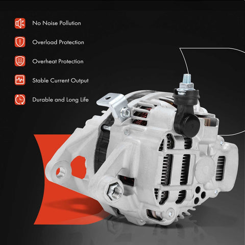 Drop In Replacement Alternator For Mazda 2 2011 2012 2013 2014 1.5L 12V 90A With 6 Groove Pulley Clockwise Rotation Direct Fit Pro Grade A2TG1391 ZJ3818300 shown with features labeled