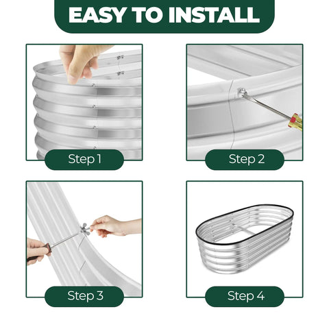 Galvanized Raised Garden Bed Kit 4x2x1ft Outdoor Planter Box assembly steps with metal panels and tools