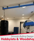 Overhead Conveyor Trolley Kit For Unibilt Systems, Heavy Duty Metal Carrier With Adjustable Track Pins In Home Woodshop