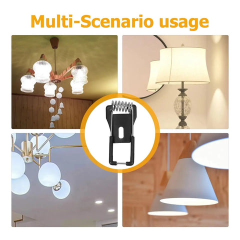 Tough As Nails Spring Clips For Ceiling Light Fixtures And Lamp Mounting Hardware, shown with various lighting scenarios.