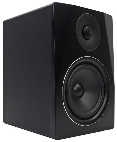 APM6B Powered USB Studio Monitor Pair For Home Studio And Beat Making, 6.5-Inch 2-Way Speakers, MDF Cabinet, side angle view