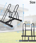 Dual Bike Rack For Indoor Or Outdoor Use Heavy Duty Steel Tire Storage Stand With PVC Feet showing size dimensions