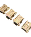 4Pcs Foldable Furniture Leg Hinges With Lock Extension, SPCC Metal Construction, gold color, displayed in a row