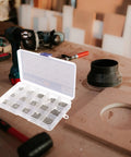 Heavy Duty Self Tapping Screws Kit For Metal And Wood Carbon Steel Construction Built To Last For Home And Office Projects Includes Silver Sheet Metal Screws And Durable Fasteners For Quick Easy Install in organizer case on workbench