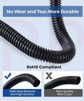 Split Loom Wire Cover One Half Inch By Ten Feet, durable black PP conduit for wire protection, showcasing flexibility and material quality.