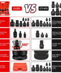 Comparison chart showing 11 Piece Impact Socket Adapter And Reducer Set With Universal Joint Wobble Drive storage case versus other.