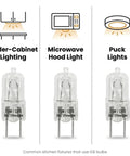 10 Pack G8 Halogen Puck Lamp Bulbs 25W 120V Bi Pin Replacement Lighting For Microwave Ovens Range Hoods Stove Tops Clear Lens Type T4
