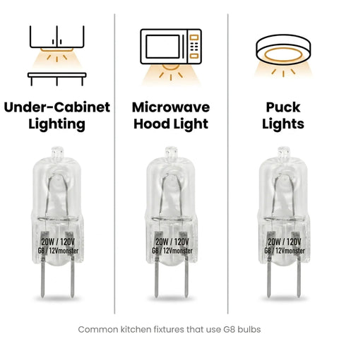 10 Pack G8 Halogen Puck Lamp Bulbs 25W 120V Bi Pin Replacement Lighting For Microwave Ovens Range Hoods Stove Tops Clear Lens Type T4