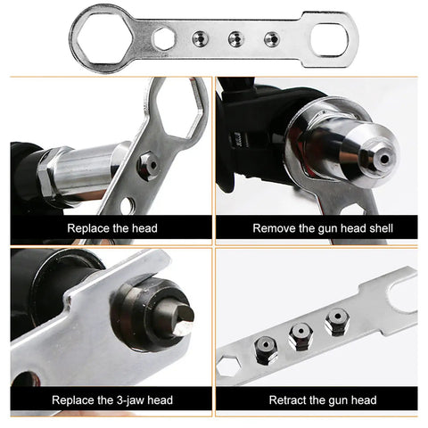 Close-up of Car Rivet Adapter Kit Alloy Steel Head with Vertical Handle Quick Drill Conversion components