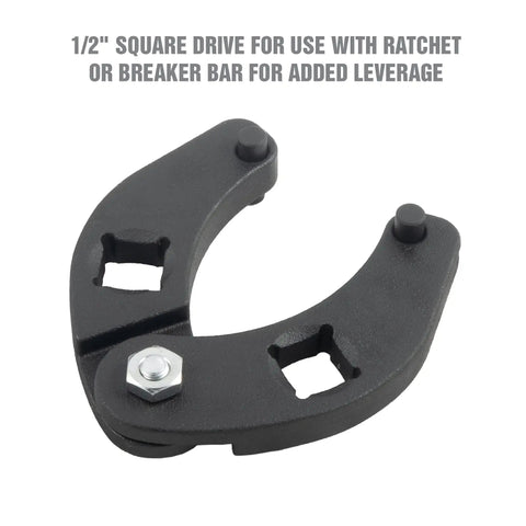 Adjustable Gland Nut Wrench For Hydraulic Cylinders, Fits Gland Nuts From 1 To 3.75 Inches, Reversible Pinholes, 1/2 Inch Drive, Heavy Duty