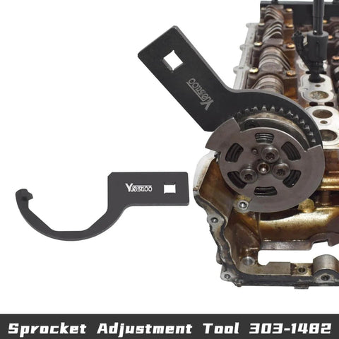 Land Rover Jaguar Camshaft Timing Tool Kit For 5.0L V8 And 3.0L Supercharged V6 Engines, shown with sprocket adjustment tool