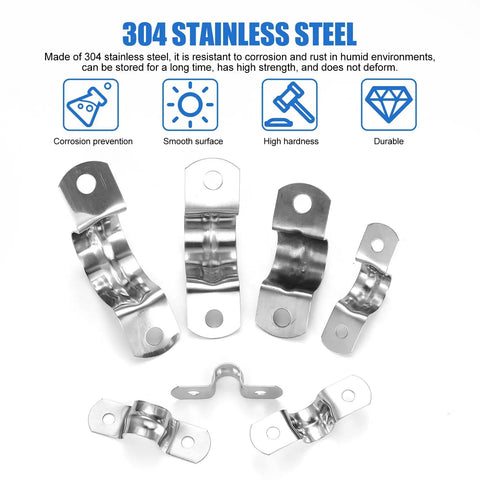 Stainless Steel U Clamp Kit For Pipe And Tube Mounting, Heavy Duty U Bracket Pipe Strap For 5/16 To 3/4 Inch displayed