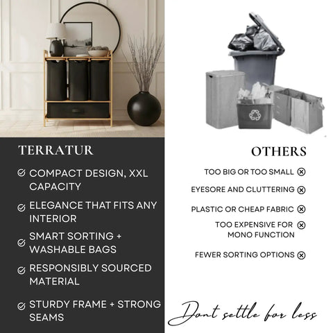 Four Section Bamboo Recycling Bin With Dual Trash And Recycle Bins For Kitchen Or Office shown in elegant home setting