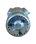 Front view of Swap-In Air Motor For Pneumatic Hydraulic Pumps AP1002 Gray Replacement Spare Part with round metal design.