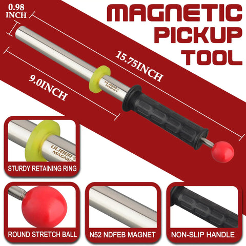 Heavy Duty Magnetic Pickup Tool With 8000 Gauss Neodymium Magnet Release Handle Easy Pull Out Design Sweeper product diagram