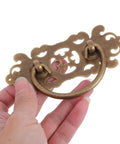 Two Pack Vintage Brass Drawer Pulls Handles For Dressers And Wardrobes, Retro Bronze Cabinet Knobs With Old School Antique Style held by hand