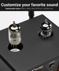 T9PRO 200W 2 1 Channel Tube Bluetooth DAC Stereo Amplifier With TPA3250, top view with two vacuum tubes