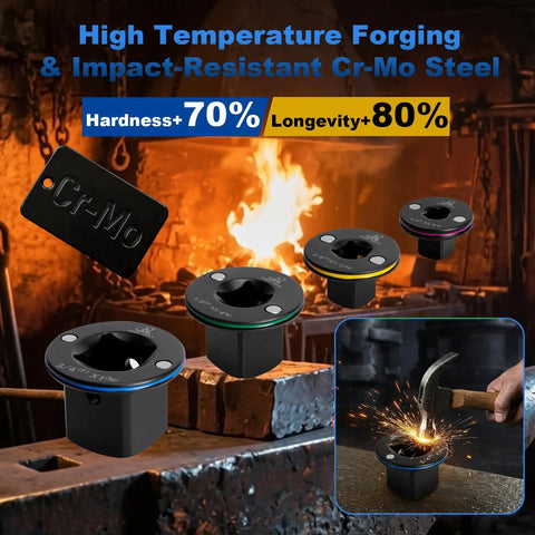 High temperature forging process of Cr-Mo steel Low Profile Socket Adapter Set for Impact Wrenches, 4 Pack Magnetic Hold Converters