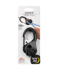CamJam XT Aluminum Rope Tightener Large with Carabiner Clip for Quick Tie Downs in packaging, showing product details