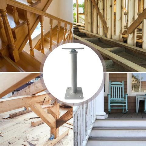 No Fuss 4 Pack Adjustable House Jacks Expanding 11.8 To 16 Inches With 8800 Lbs Per Unit in a construction setting for floor leveling.