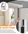 Hand installing 20 Foot Foam Kerf Weather Stripping Door Seal in black onto door frame for draft proofing.